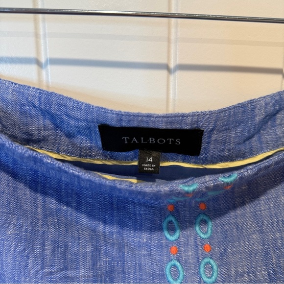 Talbots Linen Cotton Skirt with Beautiful Floral Embroidery - Picture 5 of 11